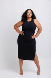 Plus-Size Ribbed Midi Dress